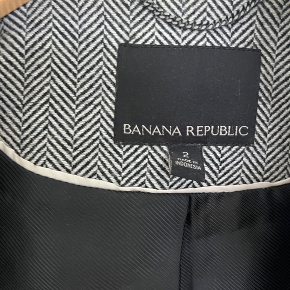 Banana Republic Wool Zipper Jacket Blazer Black and White Size Small - Picture 2 of 4